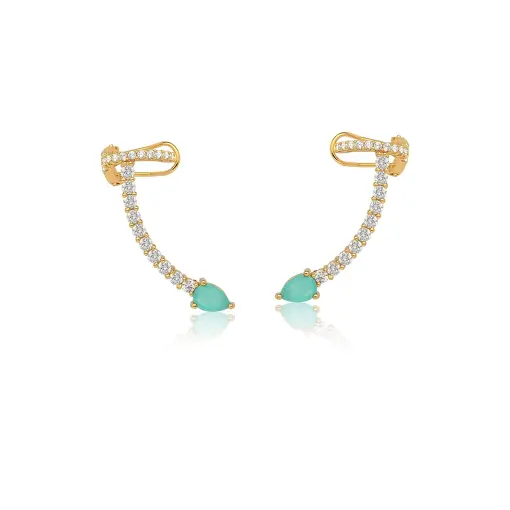 EAR CUFF ESMERALDA COLOMBIANA OURO