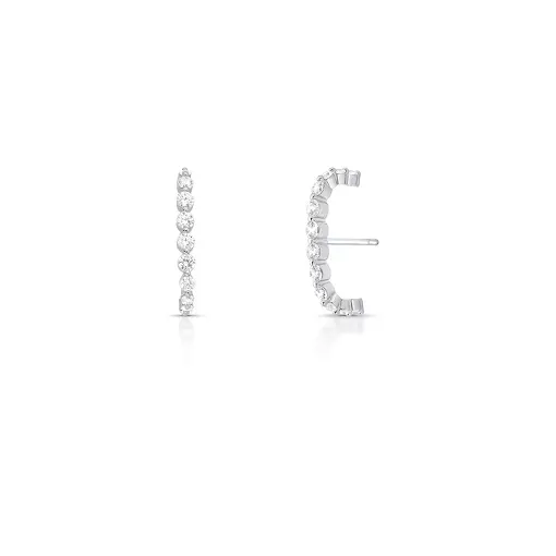 EAR HOOK CREVEJADO CRISTAL RODIO BRANCO