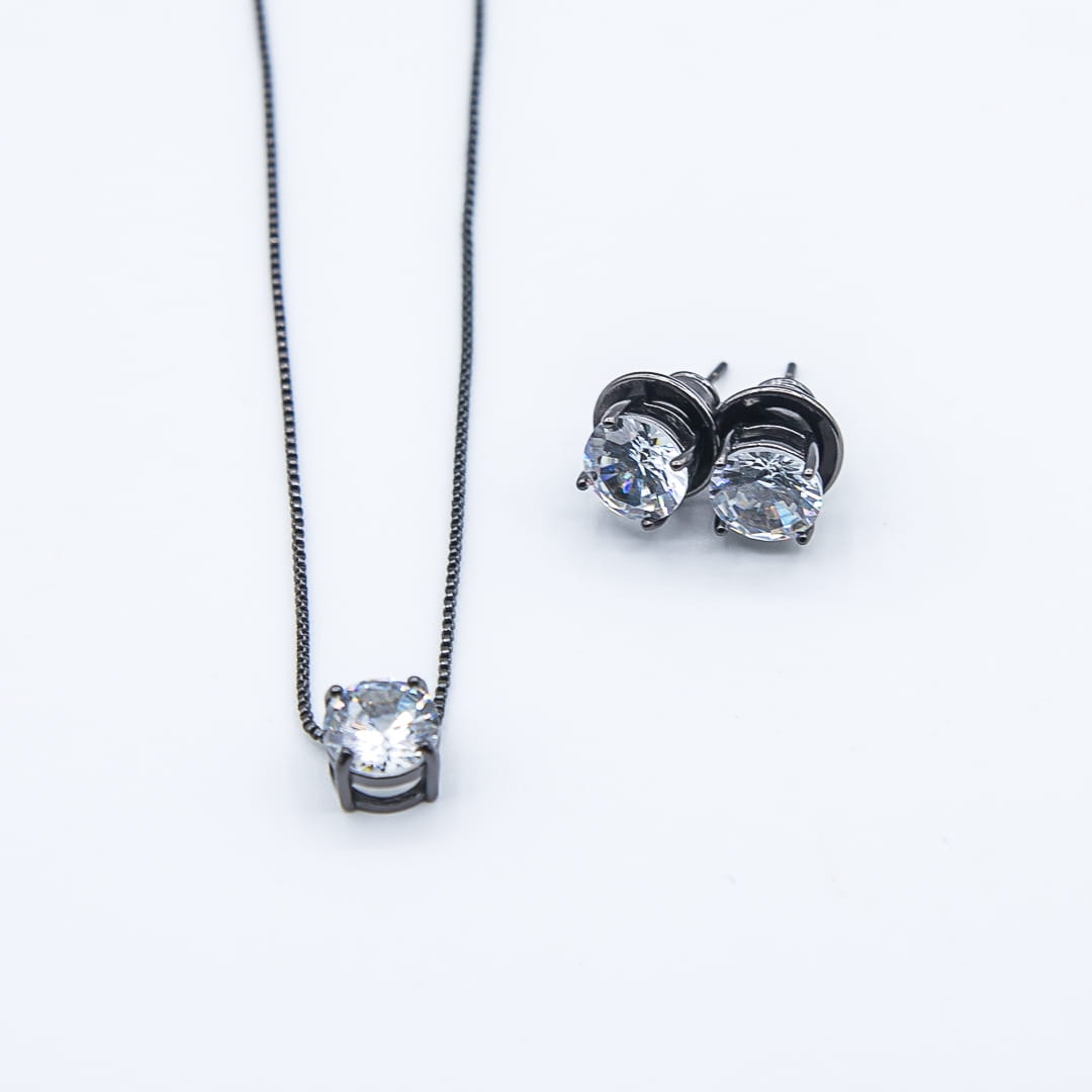 Conjunto Brinco e Colar Ponto de Luz