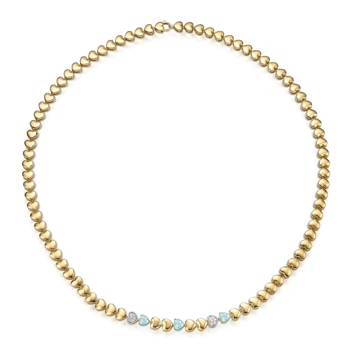 Colar de Corações com Pedras 18K