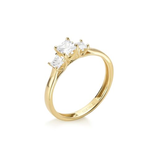 Anel Solitário com diamantes lapidação princesa