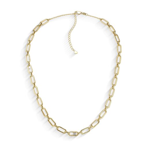 Colar Elo Contemporâneo em Ouro Amarelo 18K com Diamante