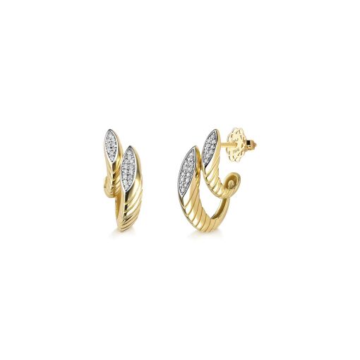 Brinco Folhagem de Brilho 18K