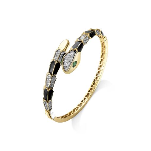 Pulseira Serpente Imperial em Ouro Amarelo 18K com Diamantes