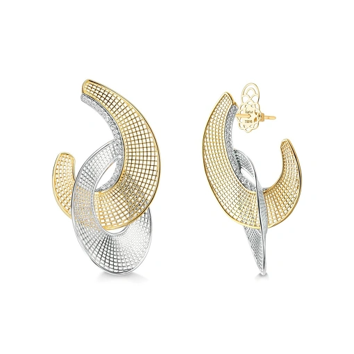 Brinco Argola Entrelaçada de Brilho 18K