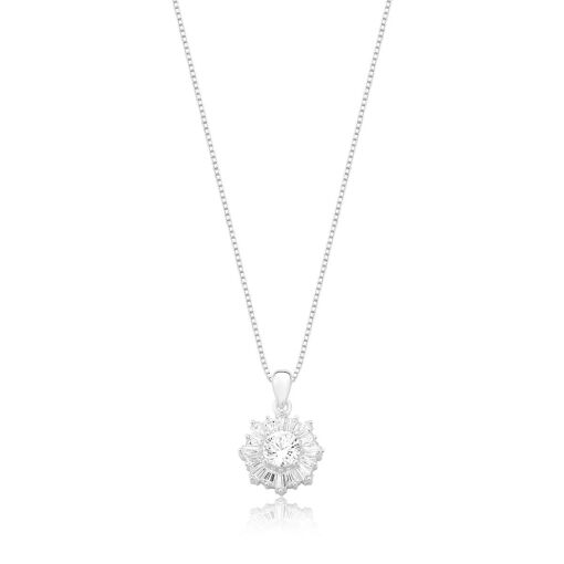 Gargantilha Flor com Zircônia - Prata 925