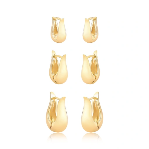 Trio Argolas Banhada Ouro