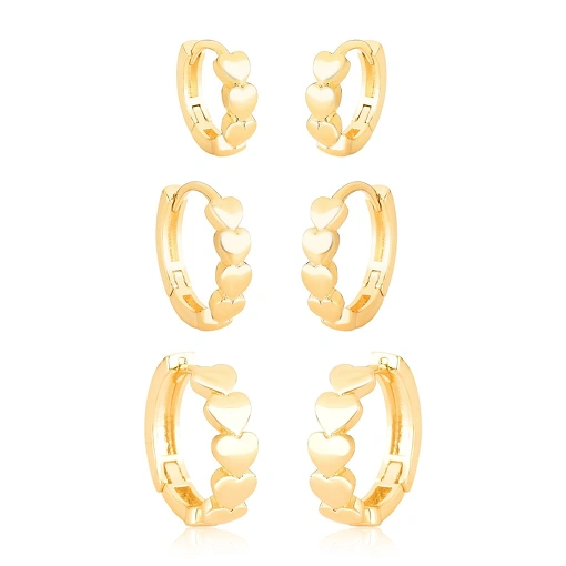 Argola com Corações - Banhada a Ouro
