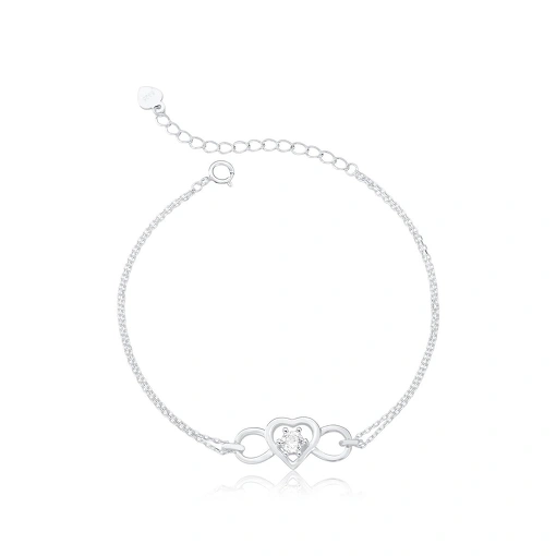 Pulseira Coração  - Prata 925