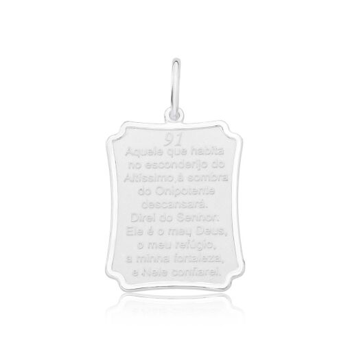 Pingente Placa Salmo 91 - Prata 925