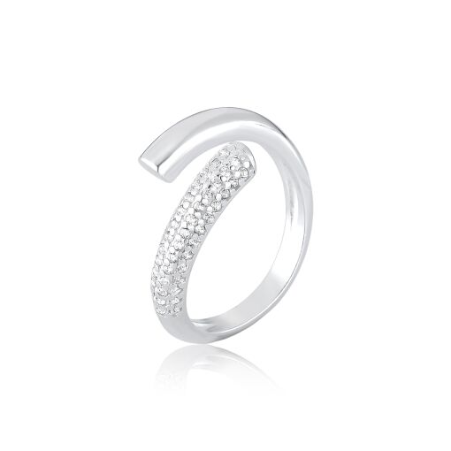  Anel Espiral Cravejado - Prata 925