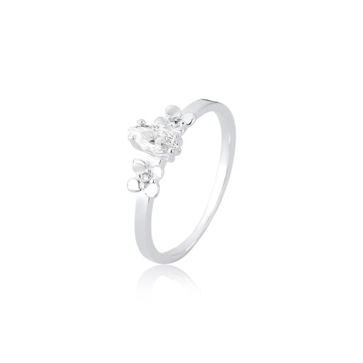 Anel Prata 925 - Zircônia com Flores