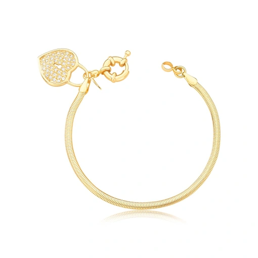 Pulseira Coração - Banhado a Ouro
