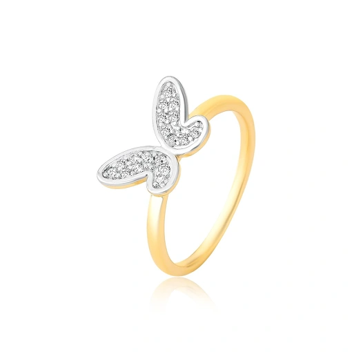 Anel Banhado Ouro - Borboleta Cravejado