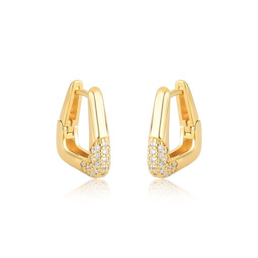 Argola Triangular Banhada a Ouro - Tam. P