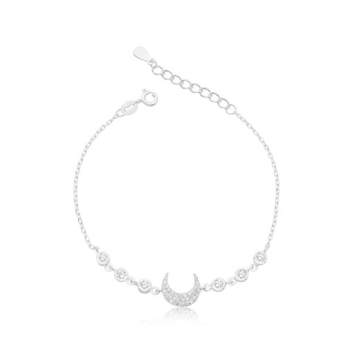 Pulseira Lua com Zircônia - Prata 925