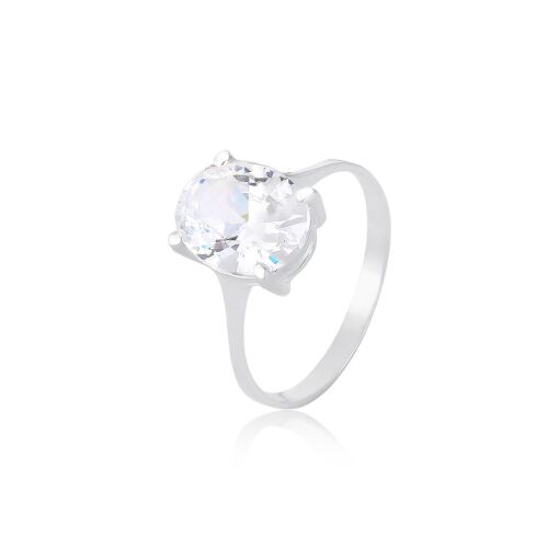 Anel Prata 925 - Zircônia Oval