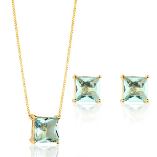 Conjunto Quadrado Banhado a Ouro