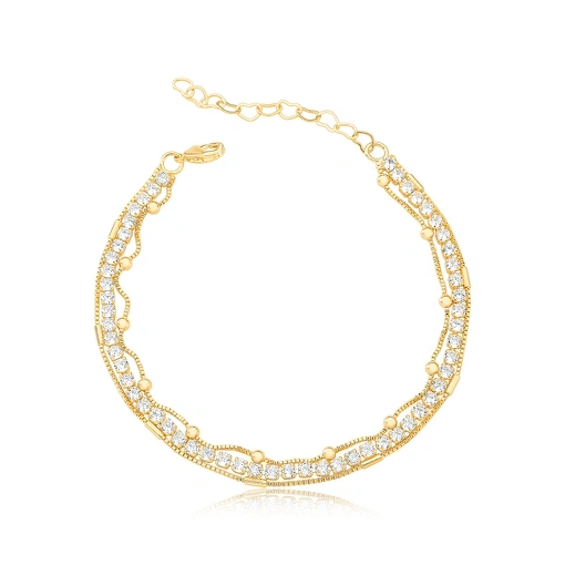Pulseira com Zircônias - Banhada a Ouro