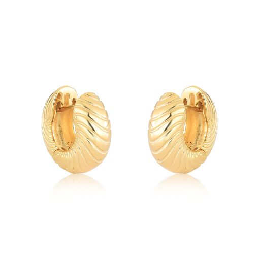 Argola Ondulada Banhada a Ouro - Tam. P