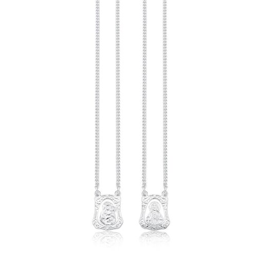 Escapulário N.S. do Carmo e S. Coração de Jesus - Prata 925