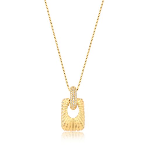 Gargantilha Retangular Banhada Ouro