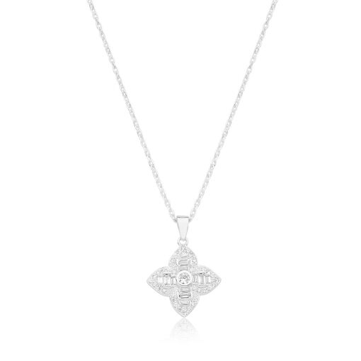 Gargantilha Flor Cravejada - Prata 925