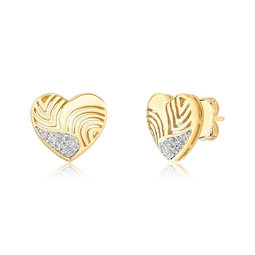 Brinco Coração com Detalhes - Banhado a Ouro