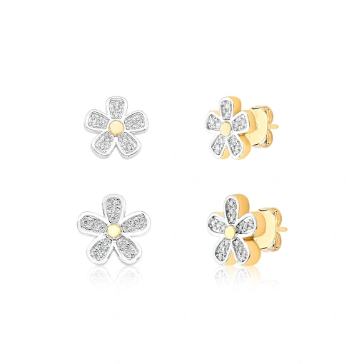 Brinco Flor - Banhado a Ouro c/2