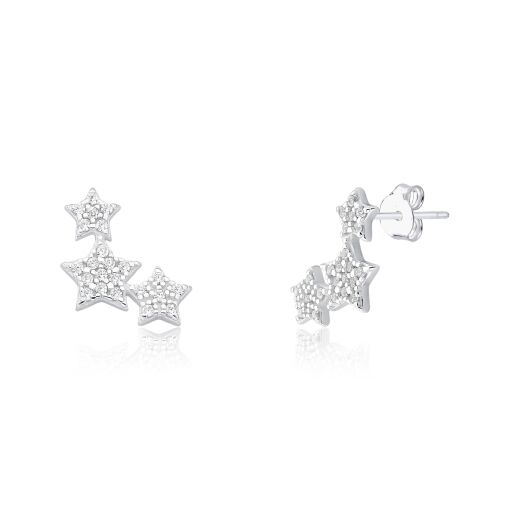 Brinco Ear Cuff Estrelas - Prata 925