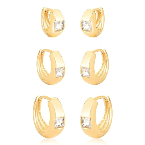 Brinco Argola com Zircônia - Banhado a ouro