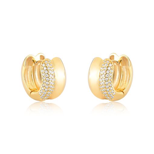 Argola Cravejada Banhada a Ouro