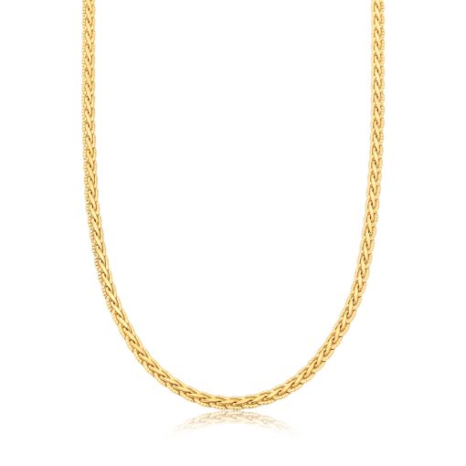 Gargantilha Trançada Fina, 45 cm Banhada Ouro