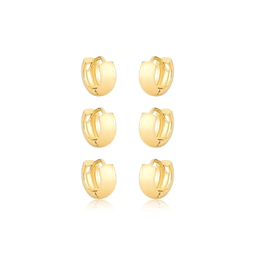 Trio Argolas Banhada Ouro