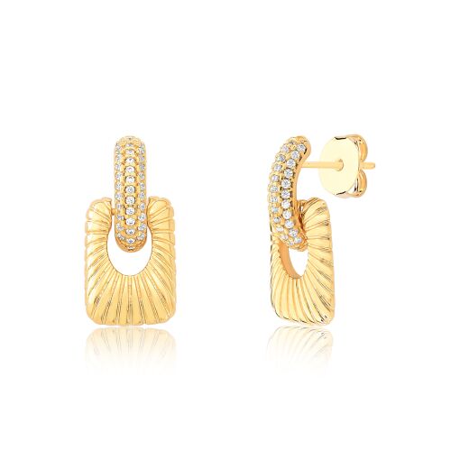  Brinco Retangular Banhado a Ouro