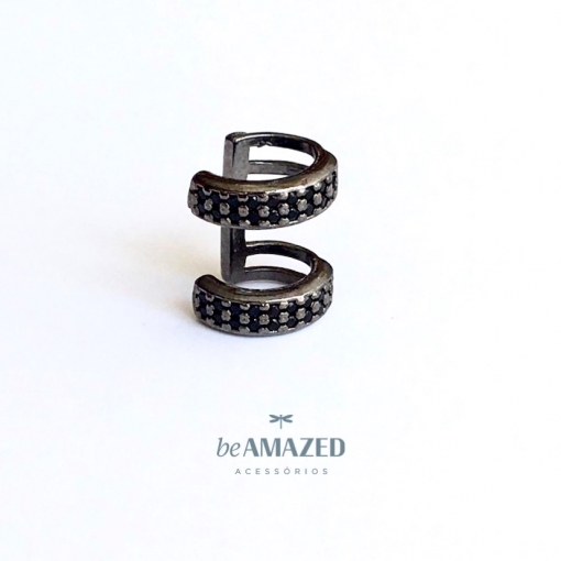 Piercing duplo cravejado negro