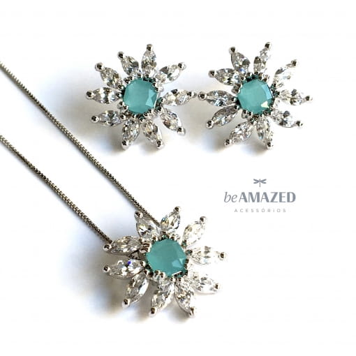 Conjunto sun navetes prata 925