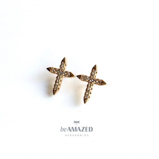 Conjunto cruz cravejada gold