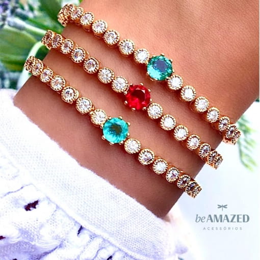 Pulseira riviera bolinhas color