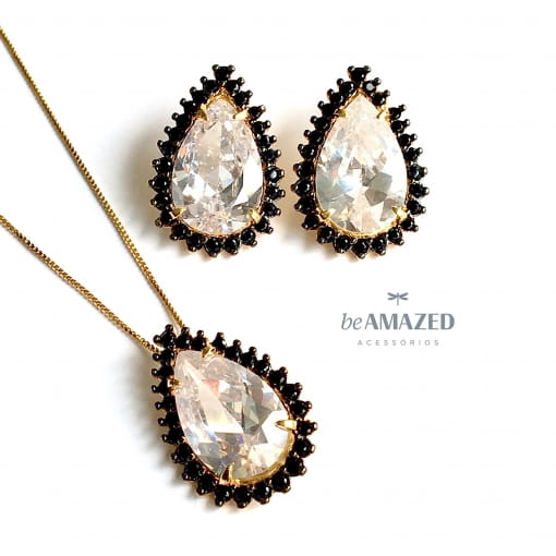 Conjunto gota cristal luxo