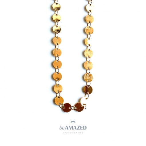Colar longo mini medalhas gold