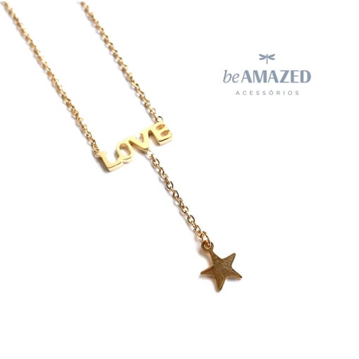 Colar gravatinha love estrelinha