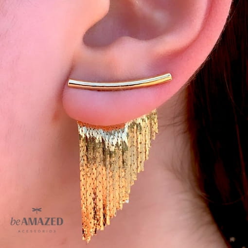 Brinco ear cuff franja M gold