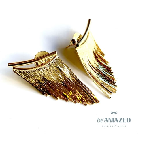 Brinco ear cuff franja M gold
