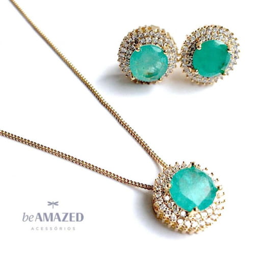 CONJUNTO ponto de luz ESMERALDA COLOMBIANA FUSION