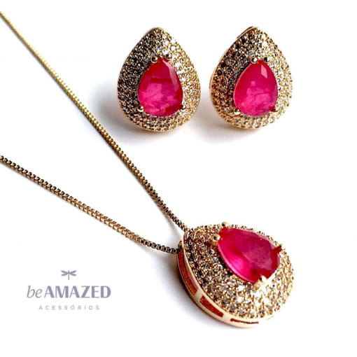 Conjunto gota rosa fúcsia fusion