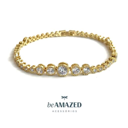 Pulseira riviera bolinhas cristal