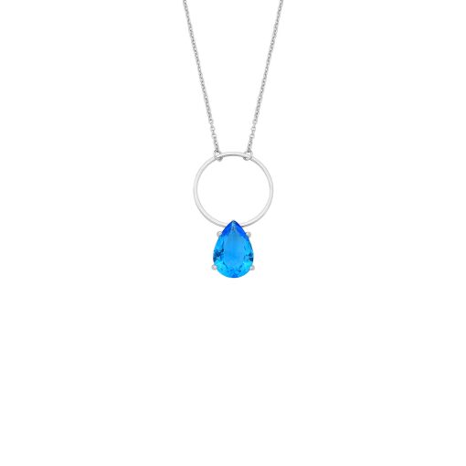 Gargantilha aro liso com gota unida em zirconia