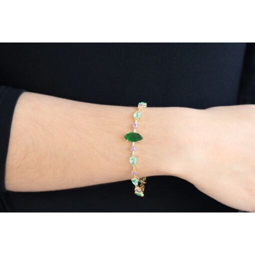 Pulseira gota com pontos de luz em zircônias