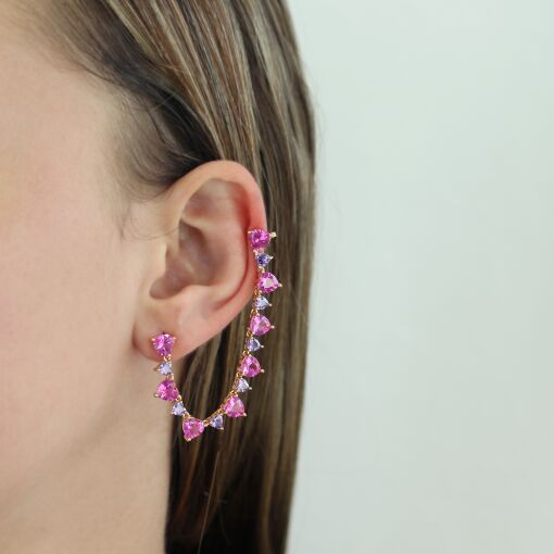 Brinco Ear cuff de corações
